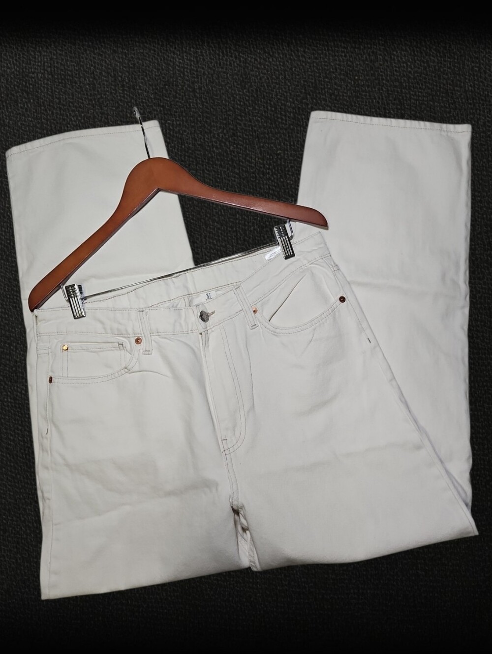 H&M &Denim White Loose Straight High Waist Jeans Size 14